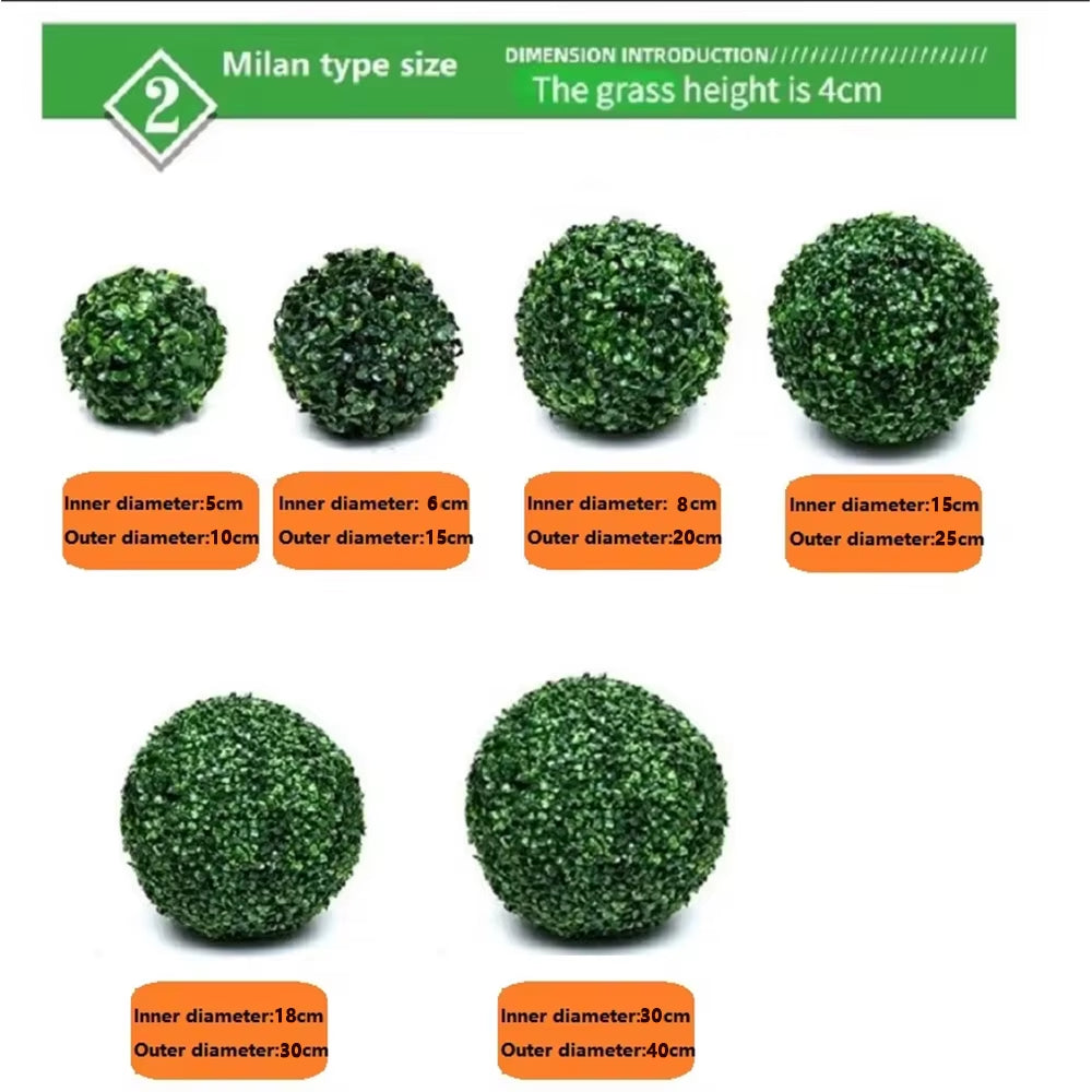 Green Long-Lasting Durability with Artificial Plant Ball Faux Flowers Simulation Leave Grass Ball